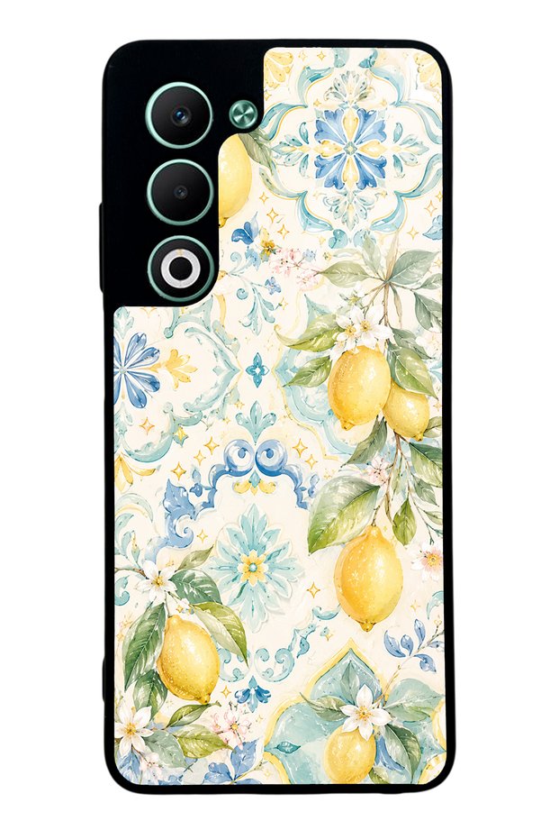 Oppo A5 5g Glossy Phone Case with Azure Lemon Garden Design