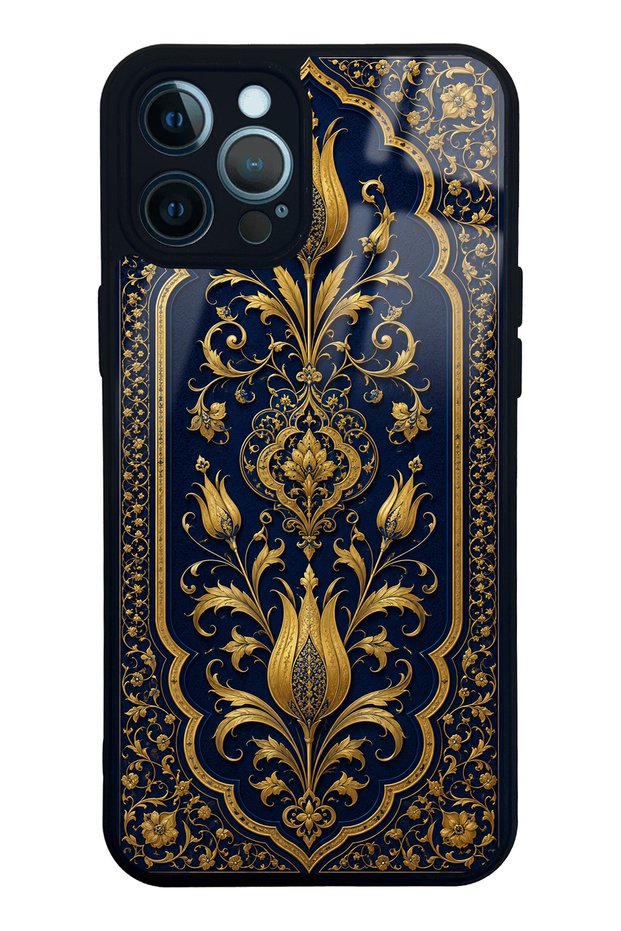 iPhone 12 Pro Max Sapphire Ottoman Gold Design Glossy Phone Case