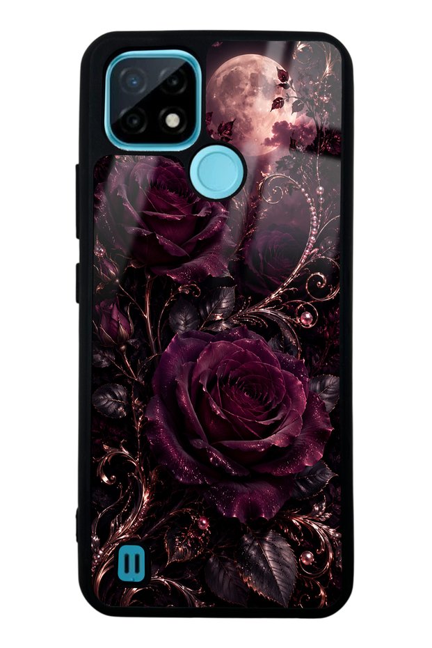 Realme C21 Moonlit Burgundy Rose Design Glossy Phone Case