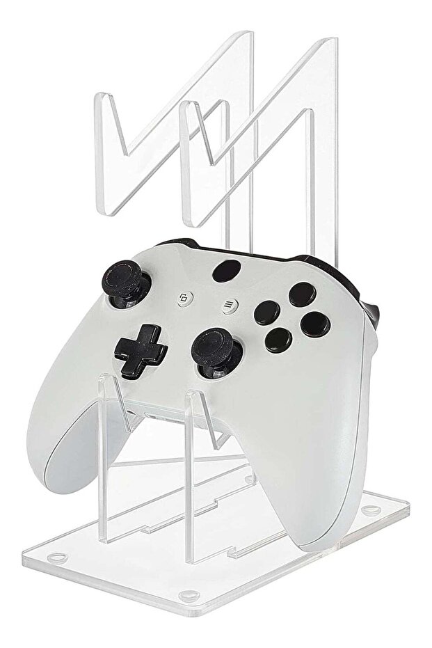 Clear Acrylic Game Controller & Console Holder Stand – Universal Desktop Display Storage Rack for PS5, PS4, Xbox Series X/S, Xbox One, Nintendo Switch & PC Controllers