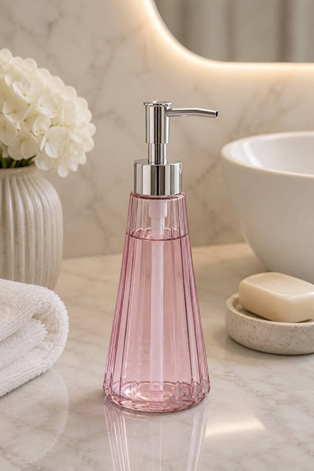 Prism Glass Liquid Soap Dispenser 450 ml Decorative Bathroom and Kitchen Soap Dispenser with Chrome Head