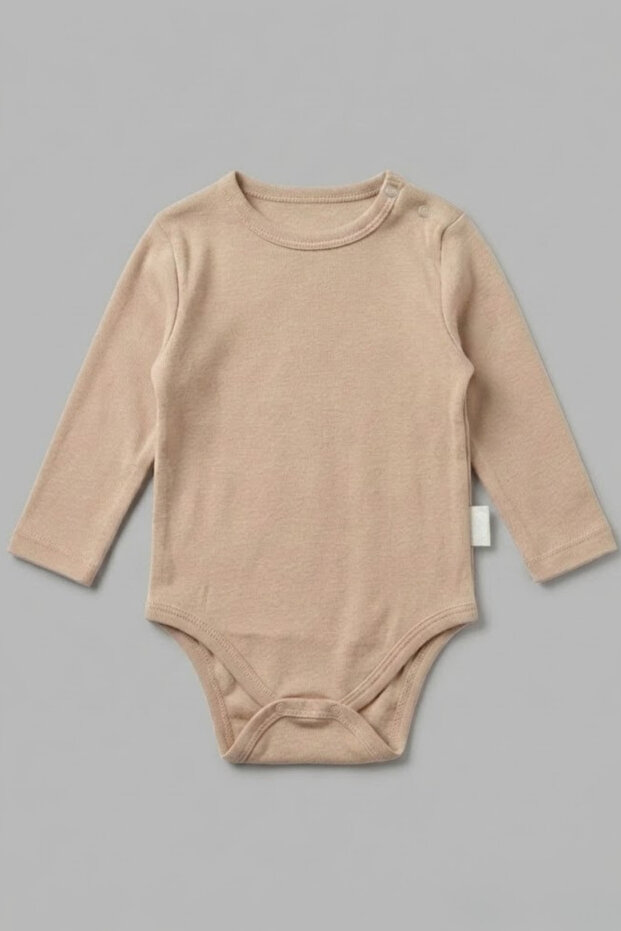100% Cotton Long Sleeve Baby Snap-On Bodysuit