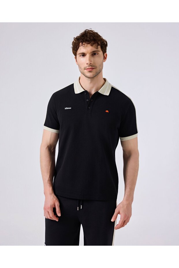 Black Men's Polo Neck T-Shirt 6Sm5016