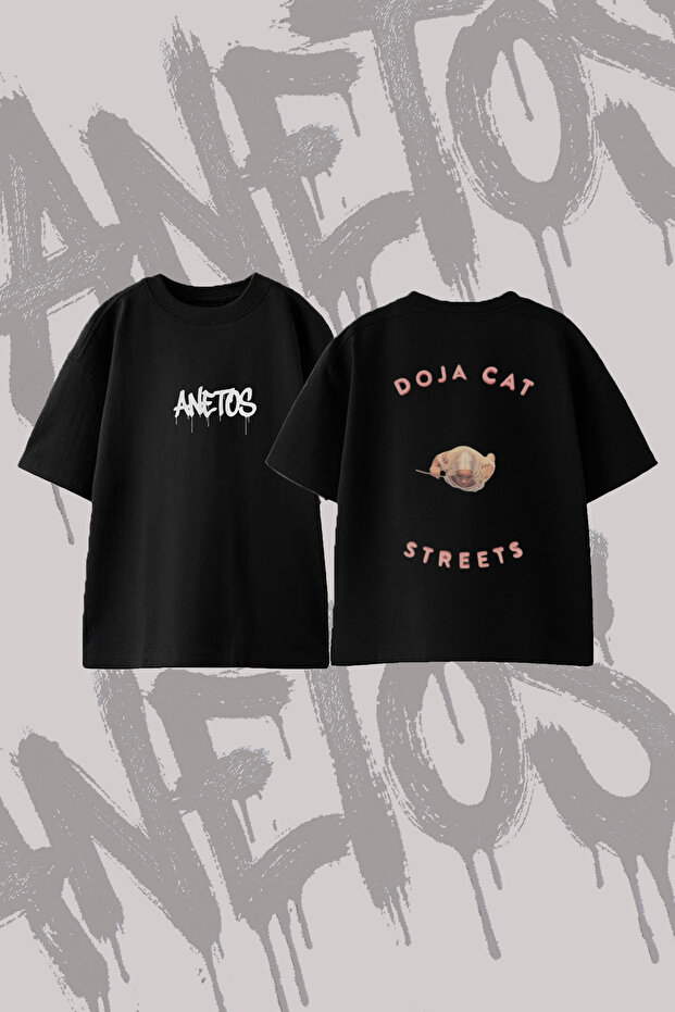 Doja Cat Streets Design Back Printed Cotton Black Oversize T-Shirt