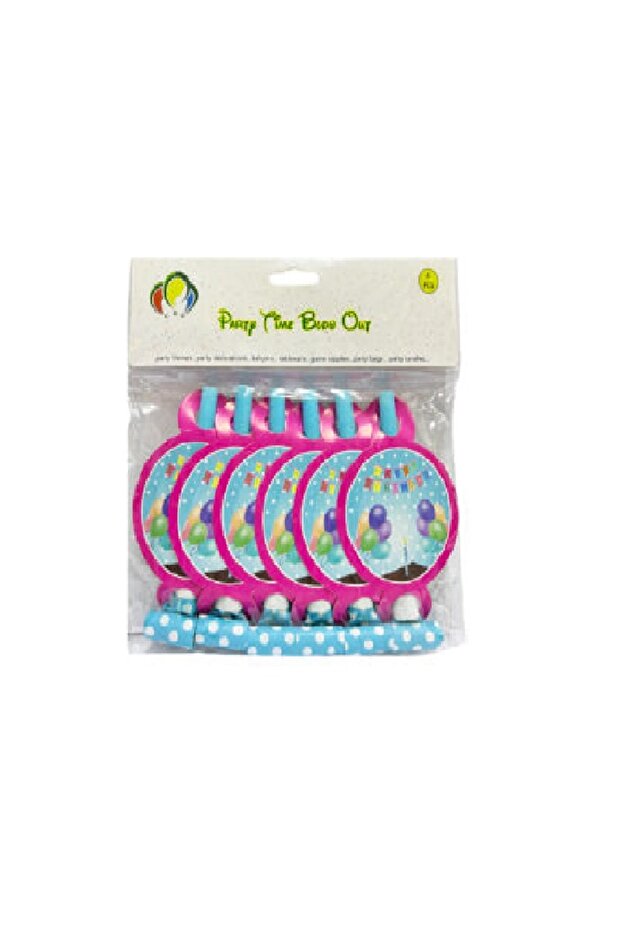 Party Panda Happy Birthday Party Blowouts Blue Boys, 6 Pieces