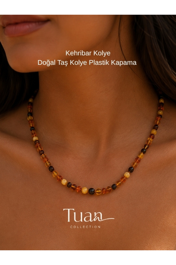 High Quality Natural Amber Stone Necklace 45 cm Plastic Closure Unisex Daily Use Necklace