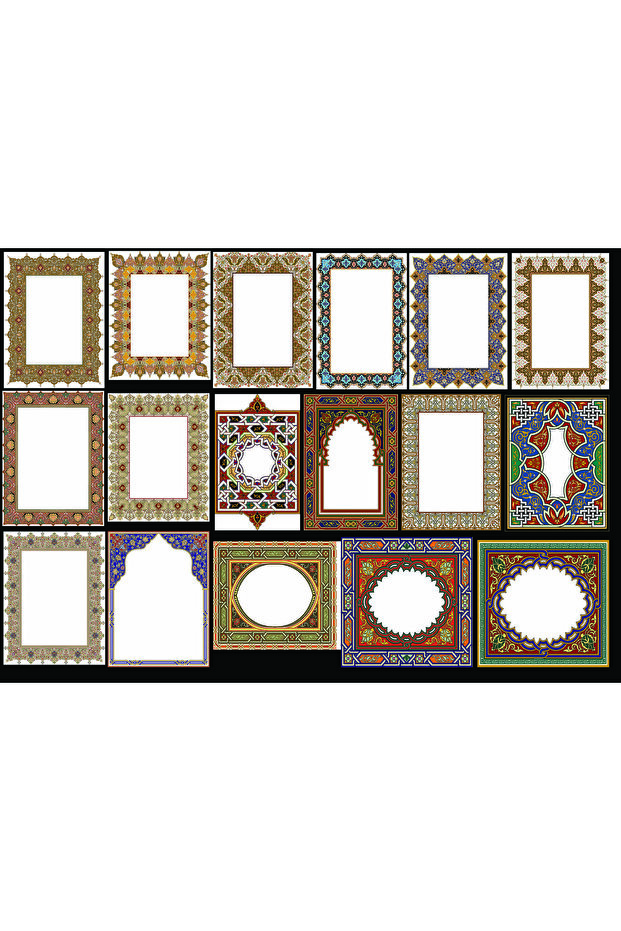 Frames and Traditional Patterns Themed Sticker Set (21X31 cm 1 Set)
