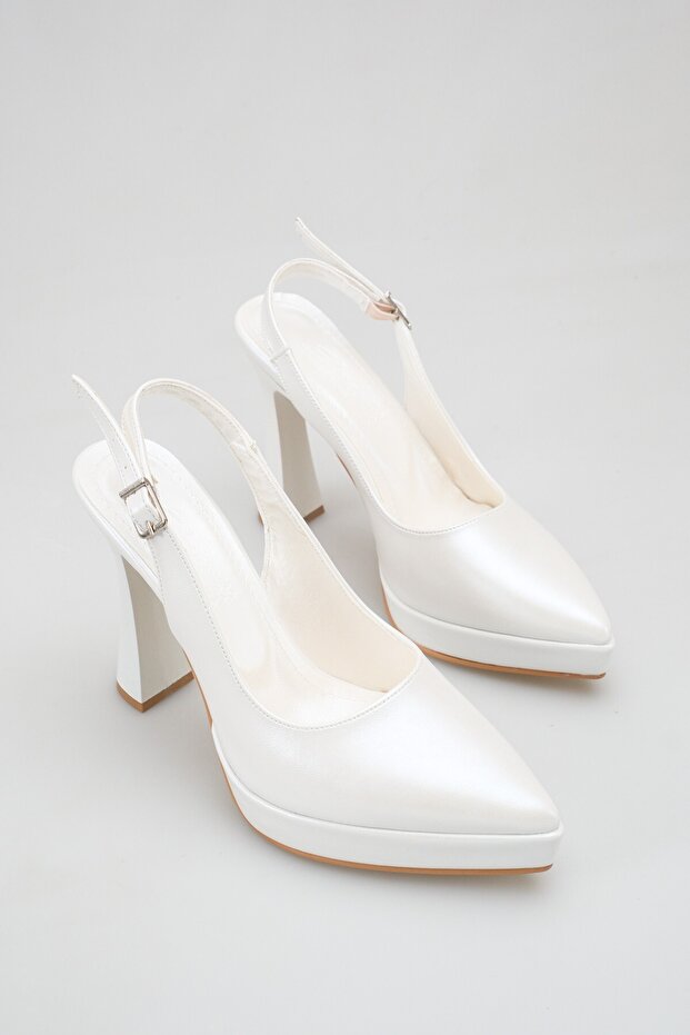 Women's Platform High Heeled Evening Dress Bridal Shoes with Back Buckle