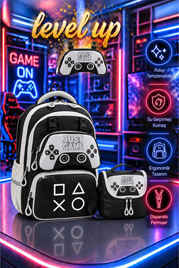 Primary School Orthopedic Waterproof 3 Compartment Primary School Boy's Backpack with Water Bottle