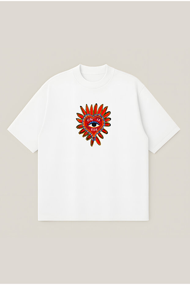 Viva La Vida Printed Oversize Boxy Cut Unisex 100% Cotton Tshirt | Streetwear