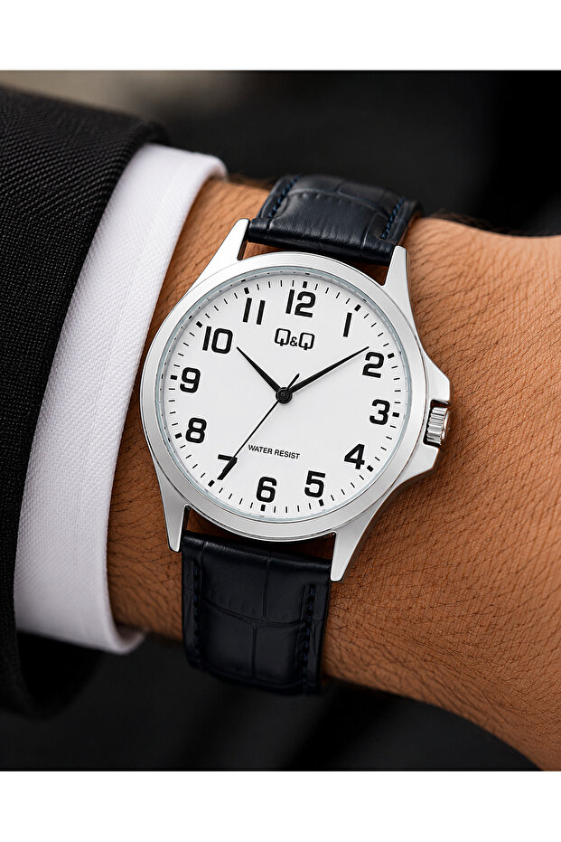 Men's Wristwatch with Black Leather Strap, Casual and Classic Design, Gift Boxed, 2-Year Mechanical Warranty