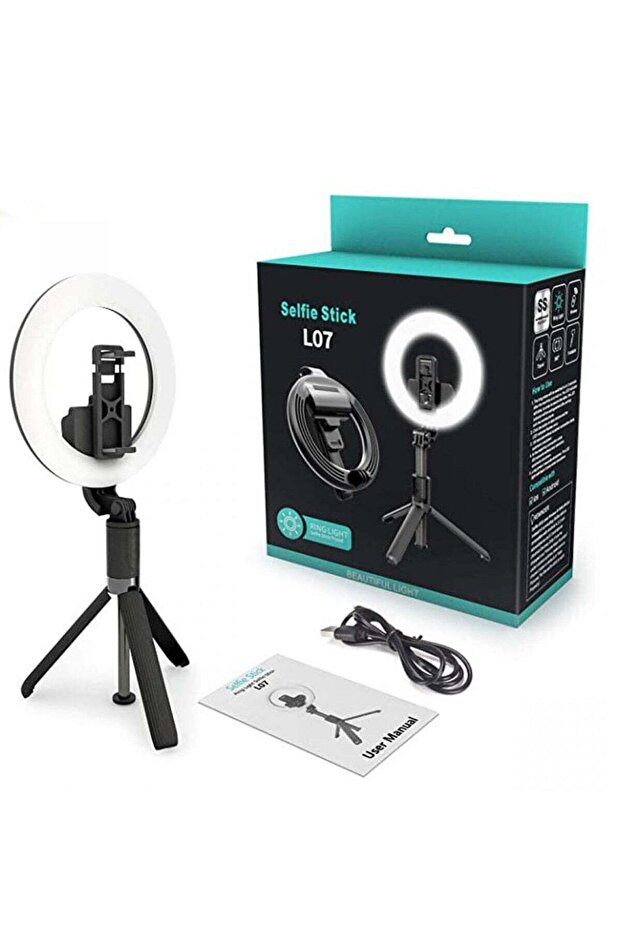 L07 RING LIGHT FOLDABLE WIRELESS SELFIE STICK TRIPOD