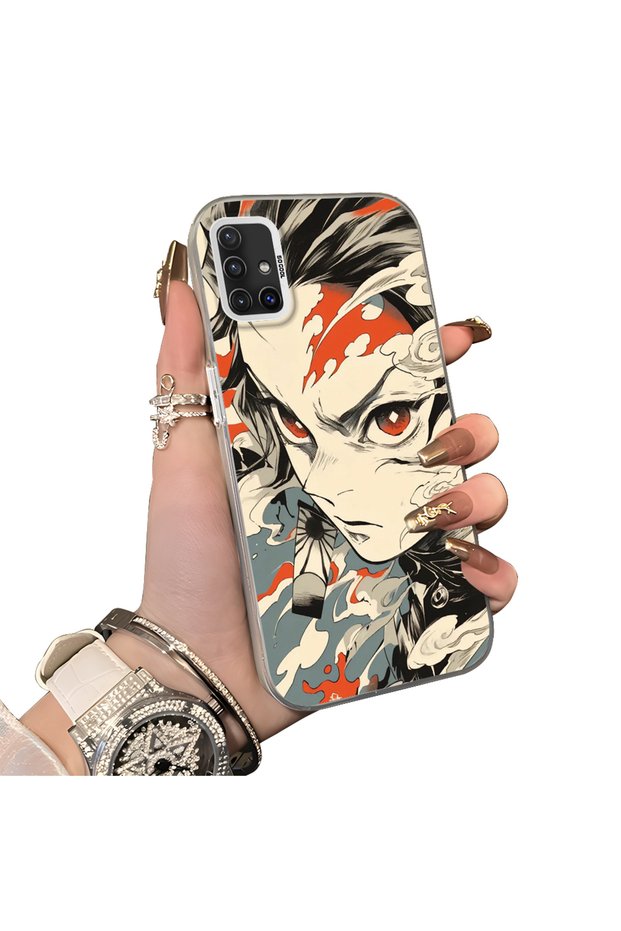 Samsung Galaxy A51 Compatible Silicone Edge Hard Back Case Couple Phone Case Anime Patterned