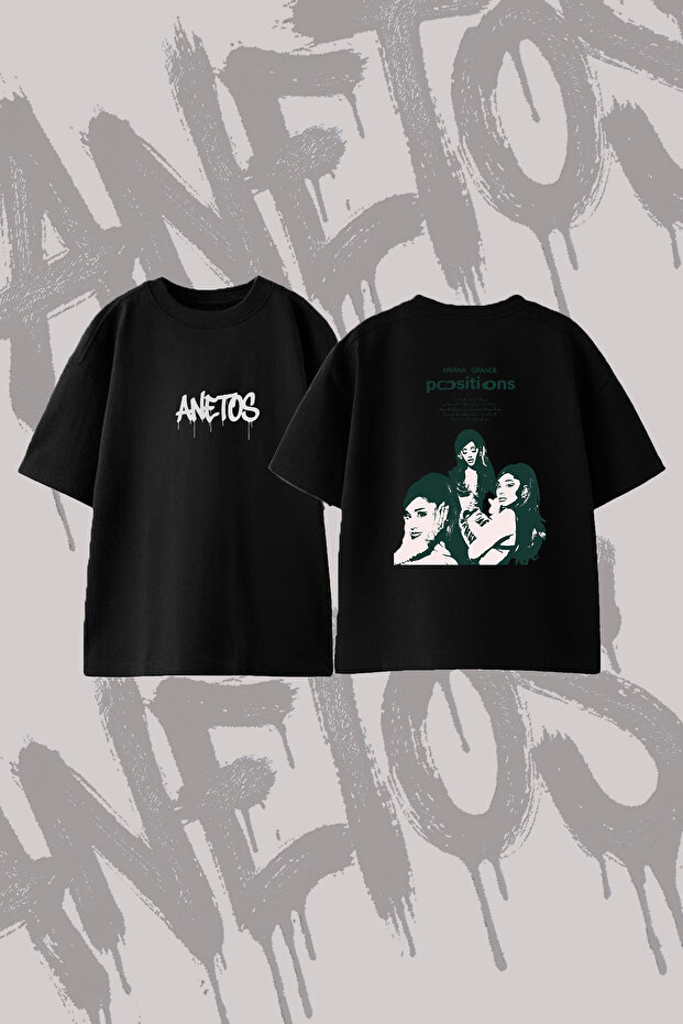 Ariana Grande Positions Design Back Printed Cotton Black Oversize T-Shirt