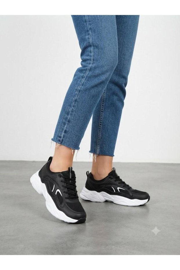 Women's Black Sneaker Daily Orthopedic Ultra Light Sole Walking Sports Shoes