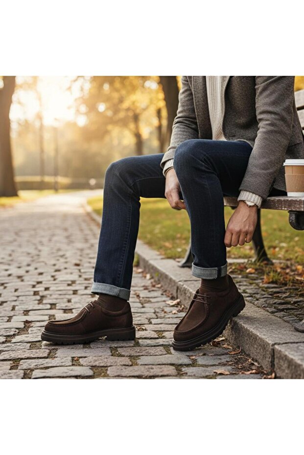 Jf-598 Men's Genuine Leather Thick Soled Premium Casual Shoes