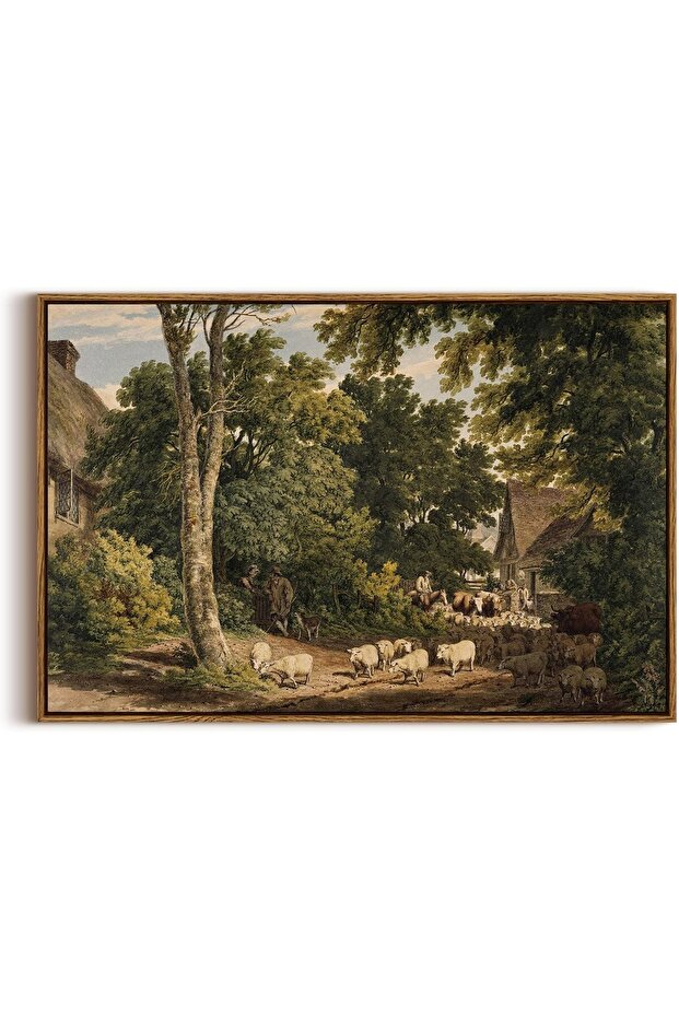 Premium Canvas Classic Landscape Watercolor 40x60 cm with Outer Frame
