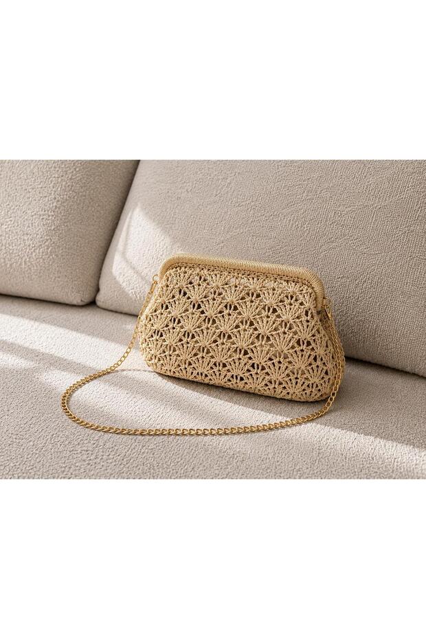 Portofino Hand Knitted Straw Women's Clutch Hand and Shoulder Bag