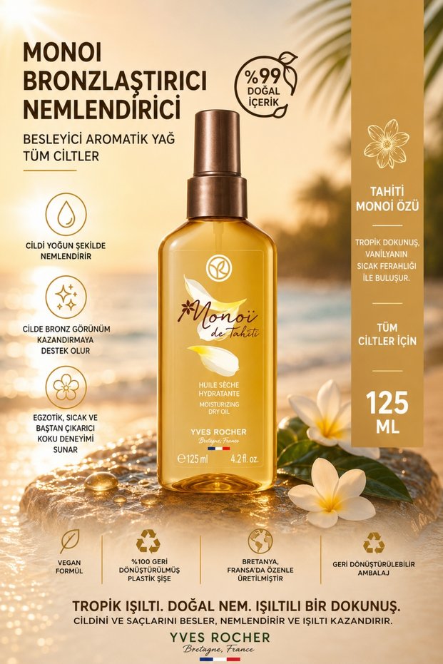 Exotic Monoi De Tahiti Pure Essence After-Tanning Nourishing & Moisturizing Dry Body Oil - 125 ml