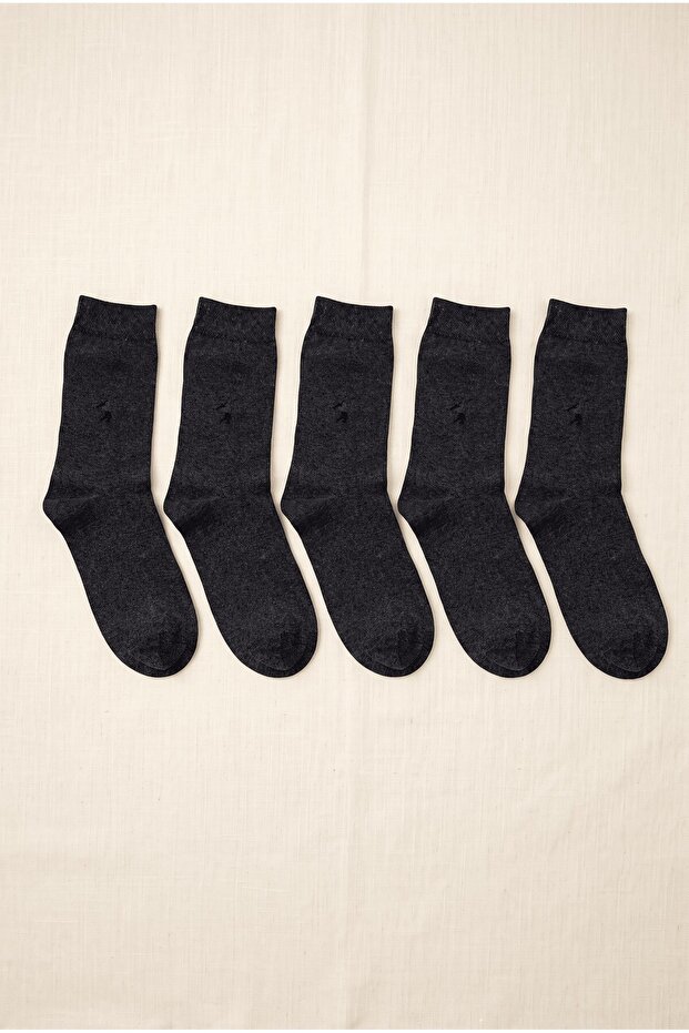 Men's Dark Gray Seamless Scented 5-Piece Long Sock Set