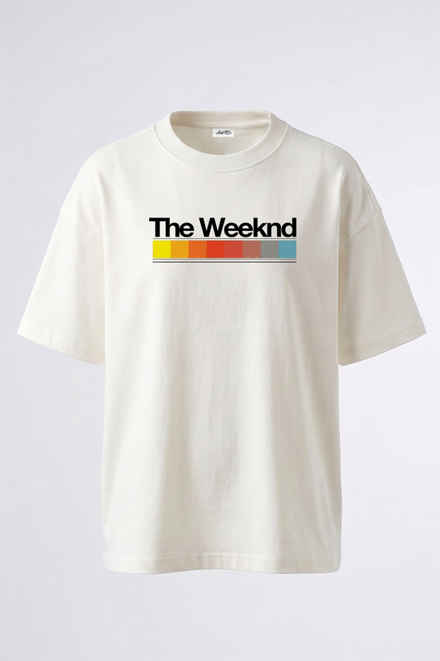 The Weeknd_48 Design Printed Oversize White T-Shirt