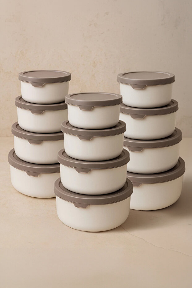 Set of 12 Round Storage Containers (0.45ml -0.8Ml-1.5L-2.5L)