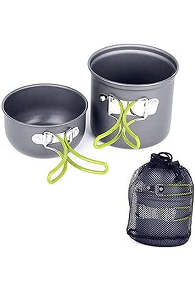 Grey Portable Camping Cookware Set With Backpack for 1 person
