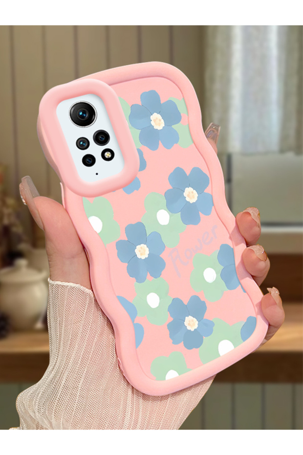 Redmi Note 12 Pro 4g Compatible Case Camera Protector Pink Silicone Couple Phone Case Floral Pattern