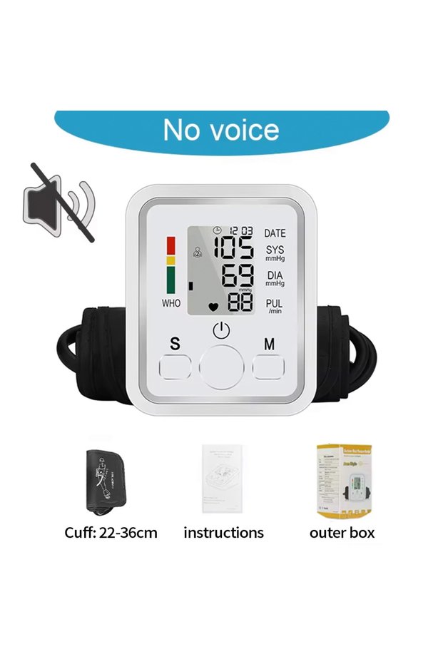 No voice with date Portable Upper Arm Blood Pressure Monitor Digital Sphygmomanometer Measurement To