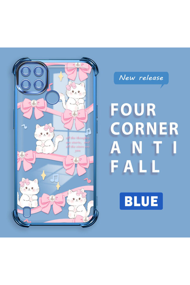 Realme C25Y/C21Y Compatible Transparent Back Four-Corner Reinforced Impact Protection Silicone Case