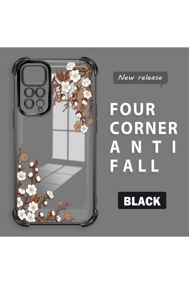 Xiaomi Redmi Note 11 Compatible Transparent Back Four-Corner Reinforced Impact Protection Silicone Case