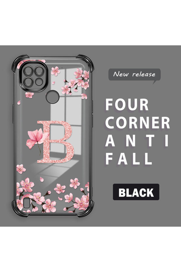 Realme C21 Compatible Transparent Back Panel Four-Corner Reinforced Impact Protection Glossy Edge Silicone Case
