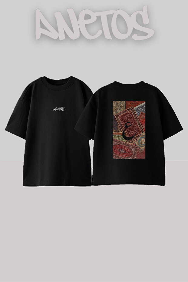 Fars Halisi Ayn_1 Design Back Printed Cotton Black Oversize T-Shirt