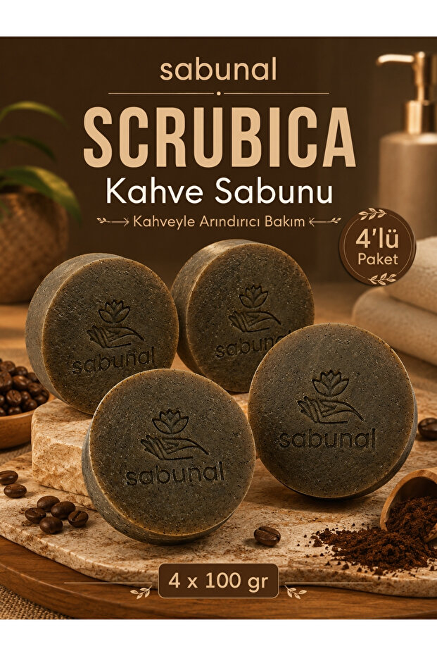 Scrubica Coffee Soap 4 Pcs - Coffee Body Shower Care for Smooth and Vibrant Skin with Exfoliating Effect