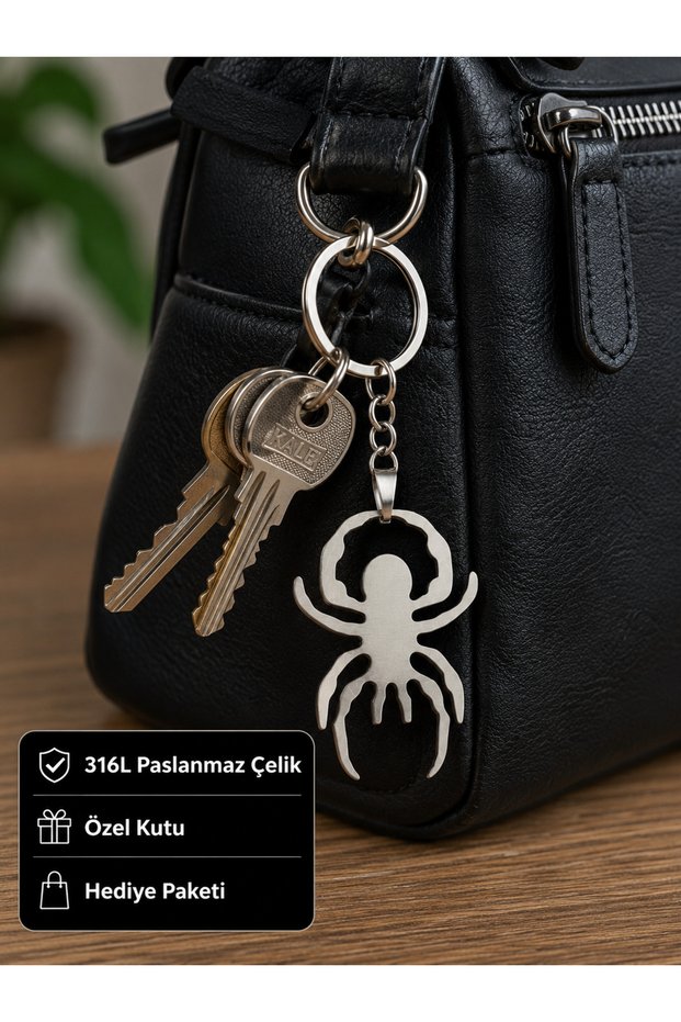 316L Stainless Steel Spider Figured Keychain – Durable Metal Design
