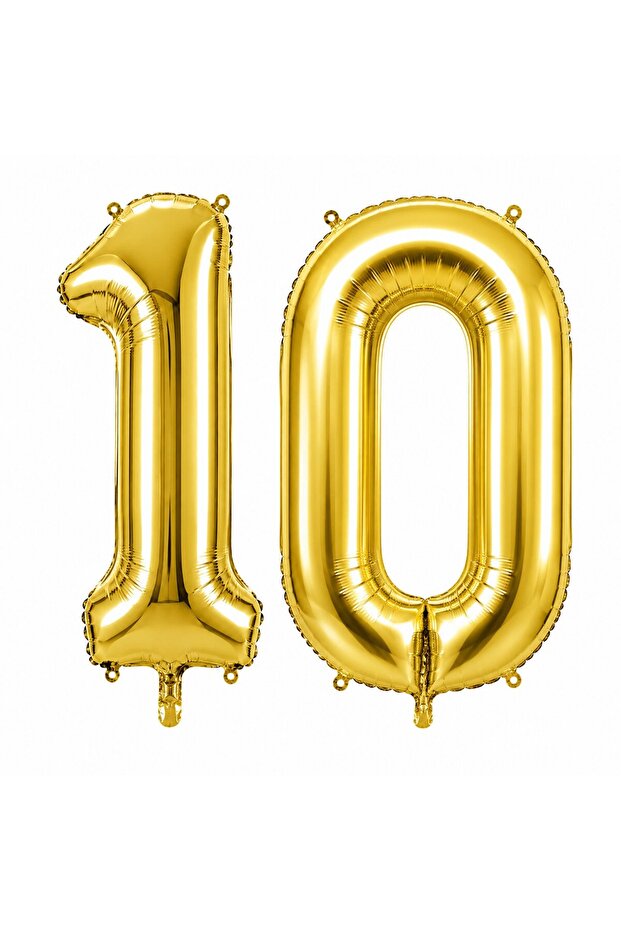 Number 10 Gold Foil Balloon 16 Inch 40 cm
