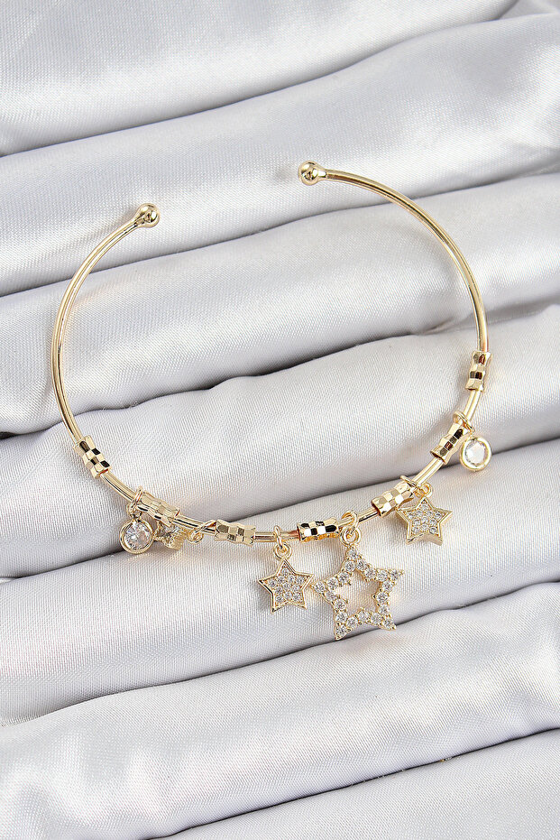 Brass Zircon Stone Star Model Gold Color Charm Bracelet