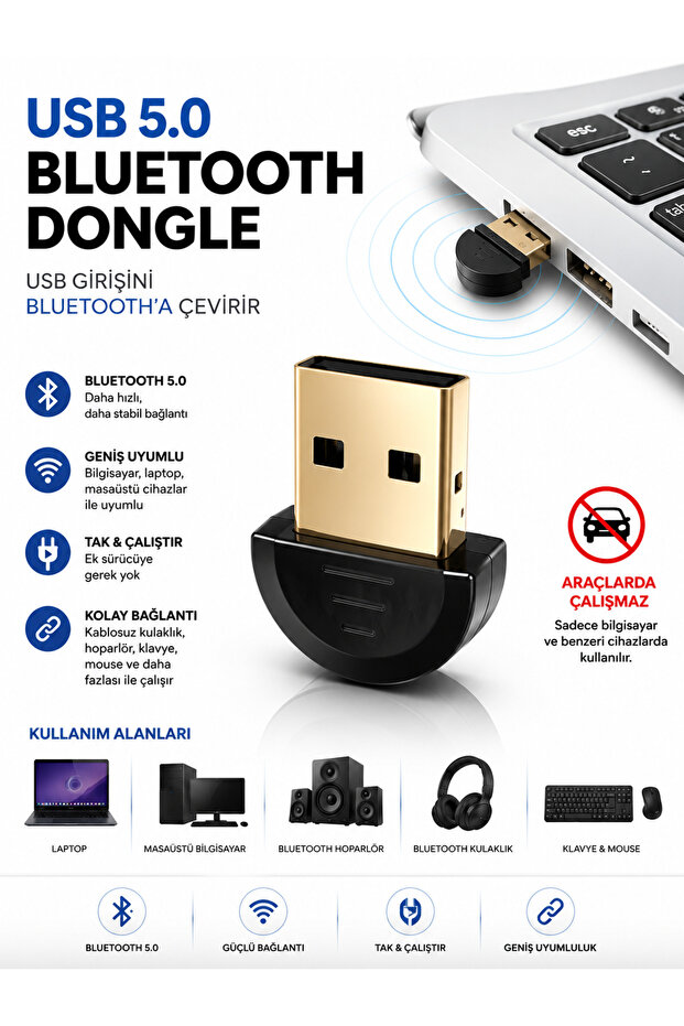 محول USB إلى بلوتوث متوافق مع الكمبيوتر المحمول/الكمبيوتر الشخصي/وحدة التحكم بالألعاب/التلفزيون الذكي، محول USB إلى بلوتوث يعمل بتقنية التوصيل والتشغيل