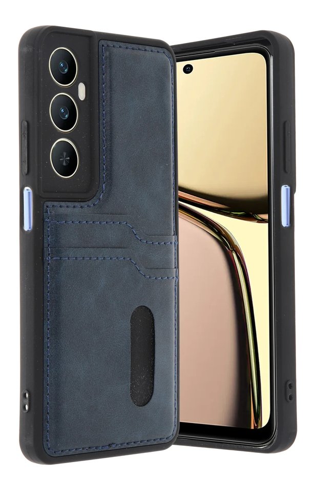 Aconcept Realme C65 Sara Leather Case with Business Card Holder (73826) - Navy Blue