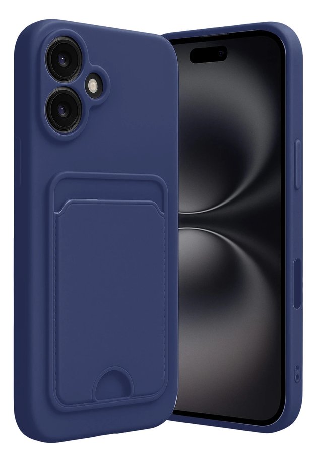 Aconcept iPhone 16 Case Kelvin Silicone with Business Card Holder (65154) - Navy Blue