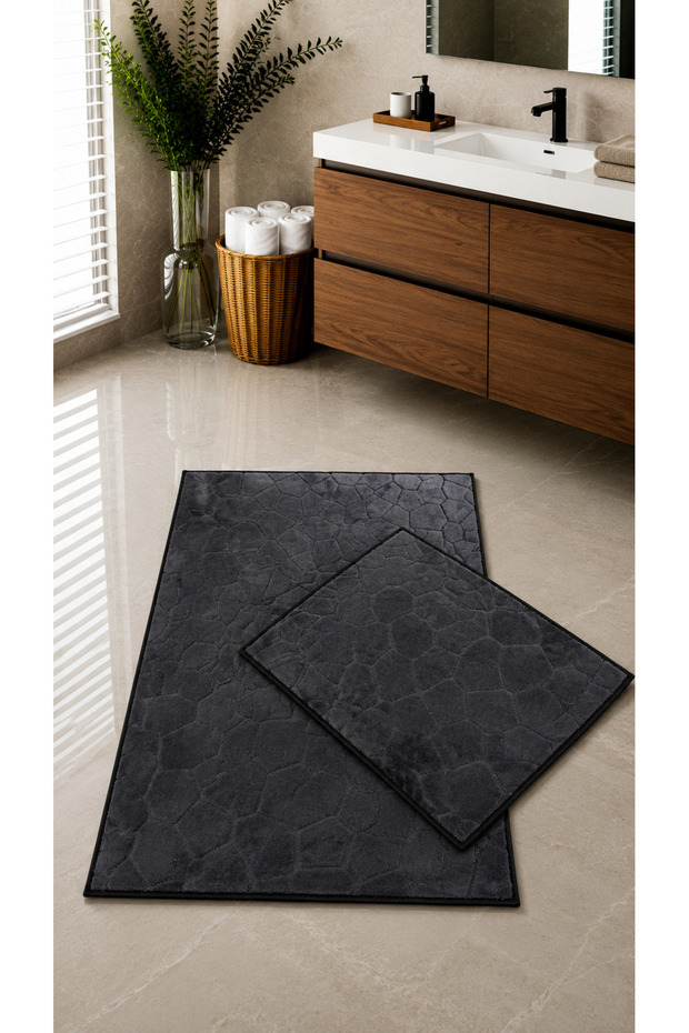 2-Piece Washable Non-Slip Base Bathroom Mat Set