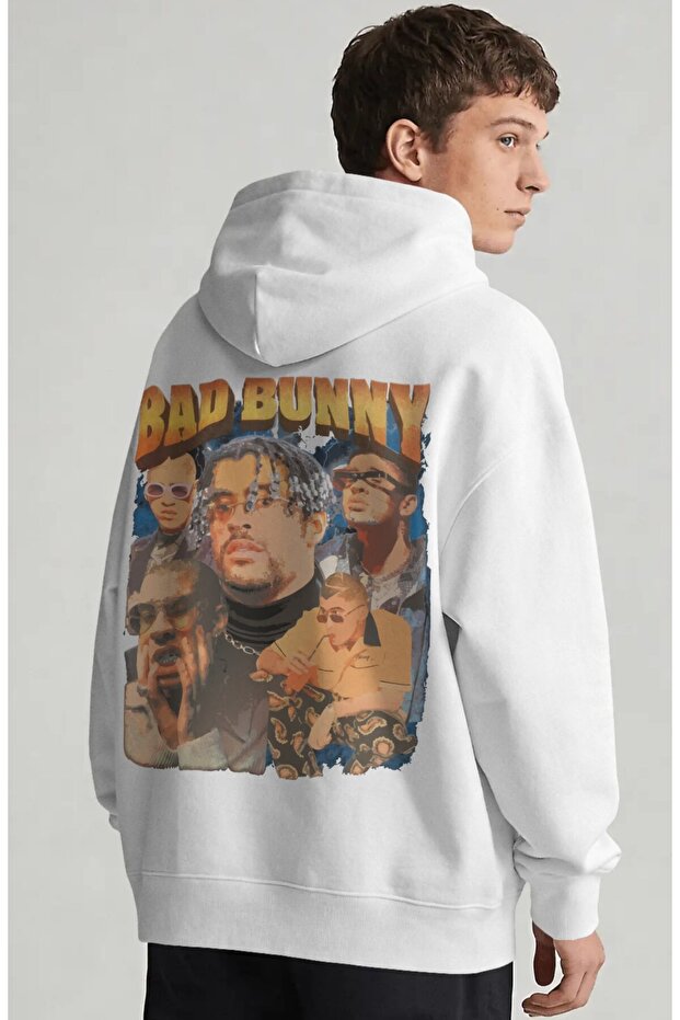 Bad Bunny Rapper Singer Back Printed Unisex Oversize Combed Cotton Hoodie