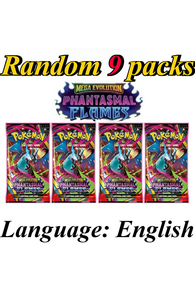 Bandai PHANTASMAL FLAMES 9 Packs Pokémon Card Packs Bright Stars Prismatic Evolutions,PALDEAN FATES,