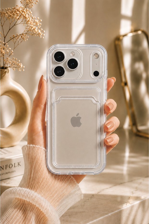 iPhone 17 Pro Max Camera Protected Transparent Case with Wallet