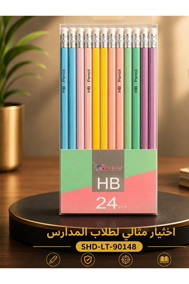 عبوة تحتوي على 24 قلماً رصاص من نوع بألوان باستيل متنوعة - 1