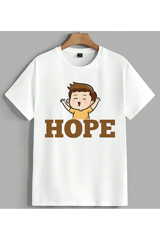 Hope Umut Mutlu Child Printed Unisex Oversize T-Shirt White