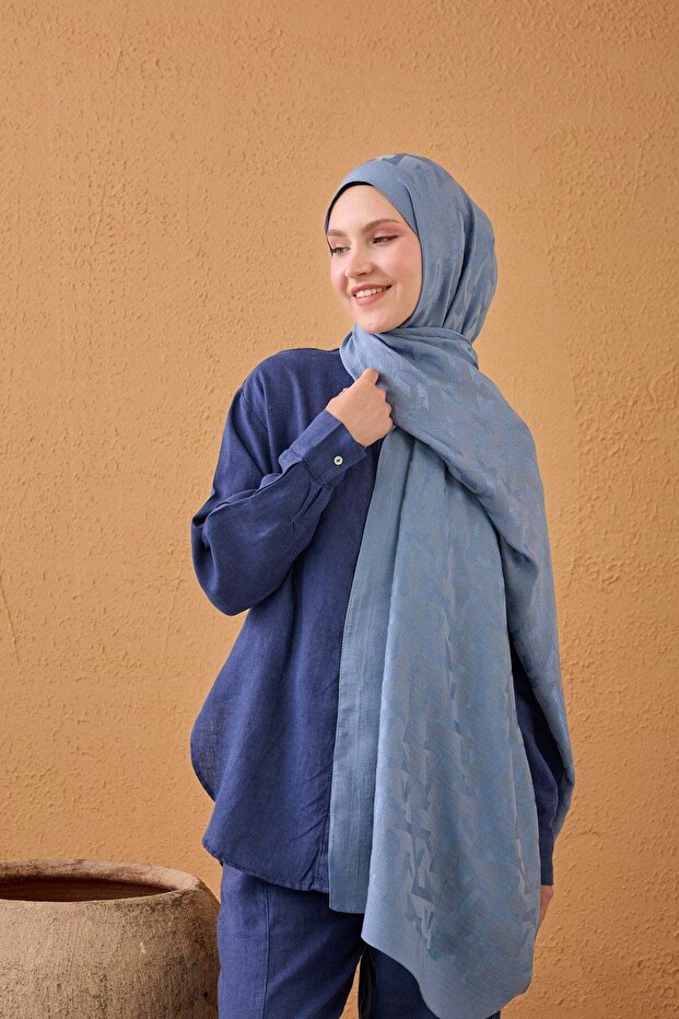 Naia Cotton Shawl Elio Baby Blue