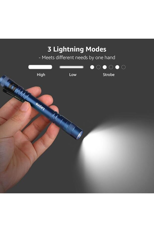 مصباح يدوي ليبرو، مصباح يدوي صغير، مصباح يدوي LED على شكل قلم، مصباح جيب مقاوم للماء مع مشبك، يعمل ببطارية AAA