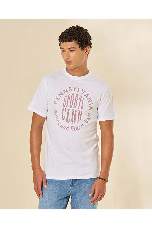 Men White Graphic T-Shirt