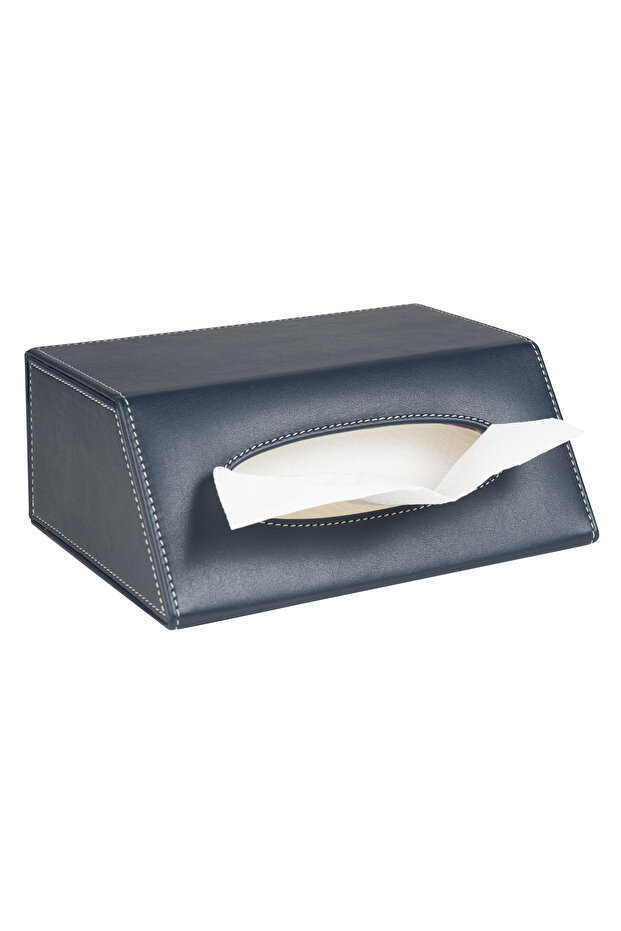 Napkin Holder, Czech Hand and Face Towel Box, Tissue Box, Paper Tissue Storage Box, Vegan Leather, 9*22*18 Cm. Navy Blue